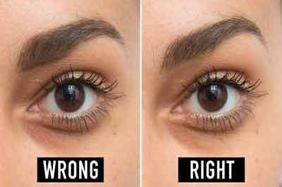 دو تصویر از چشم و ابروی یک زن با ابروی پهن و قهوهای تیره و چشم قهوهای تیره